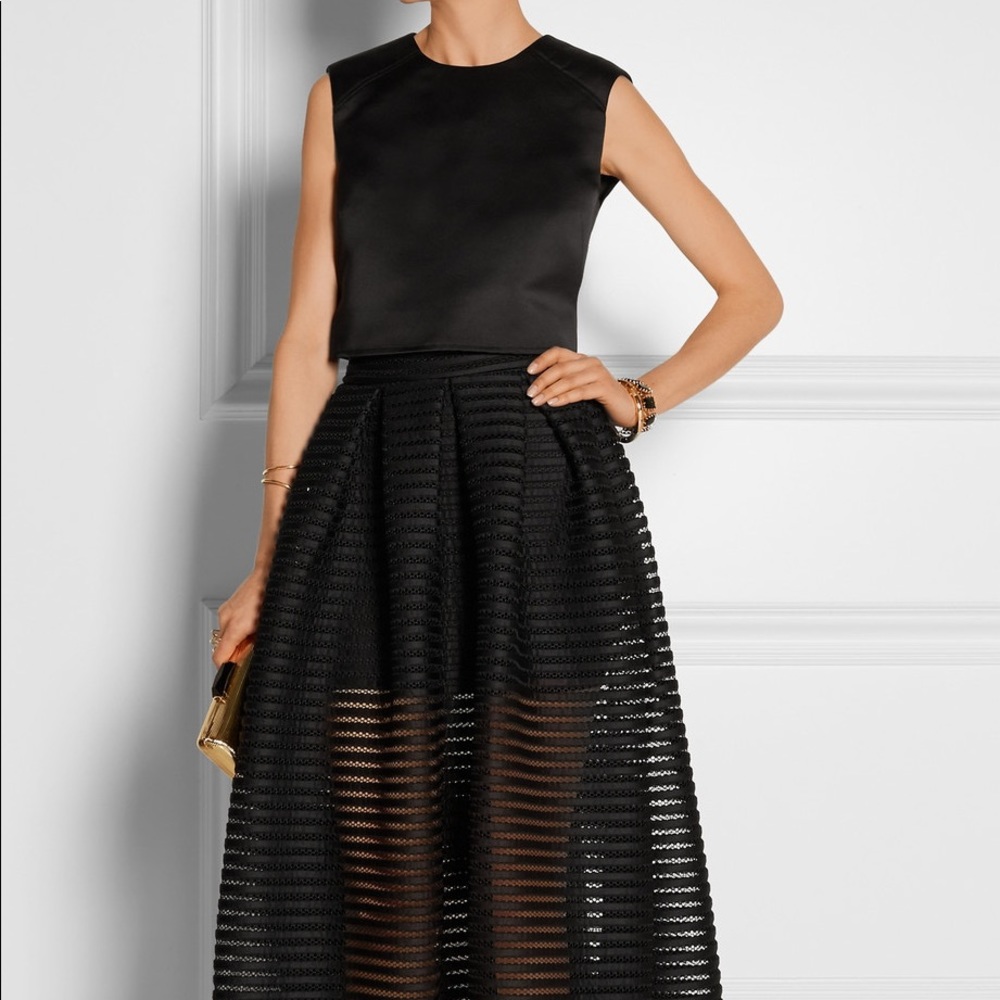 Maje Jongle Mesh-striped Skirt (Knee length)